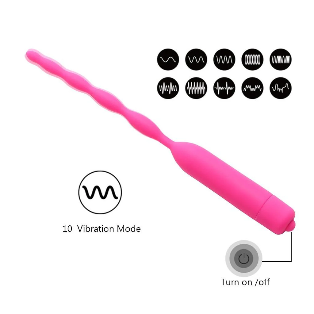 10-Speed Vibrating Wavy Silicone Penis Plug - Image 5