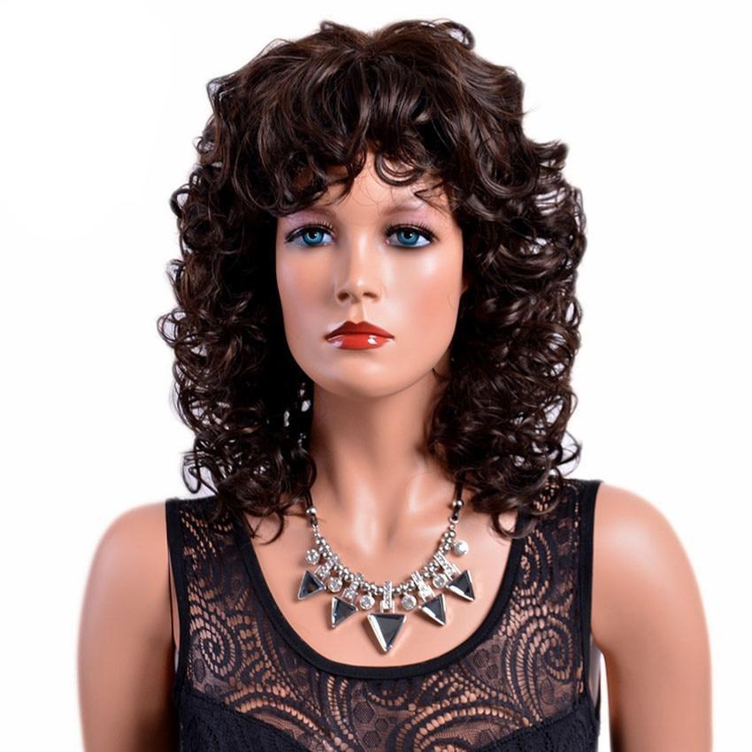 16 Inches Medium Curly Wig with Bangs