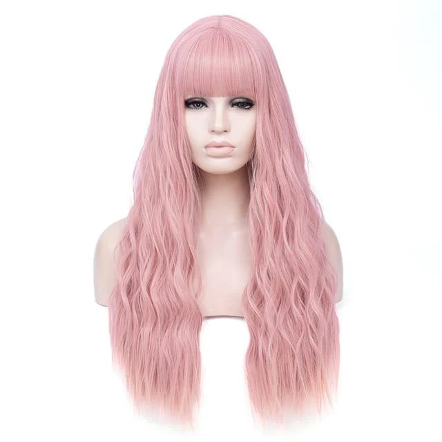 26 Inches Long Wavy Wig with Bangs - Image 6