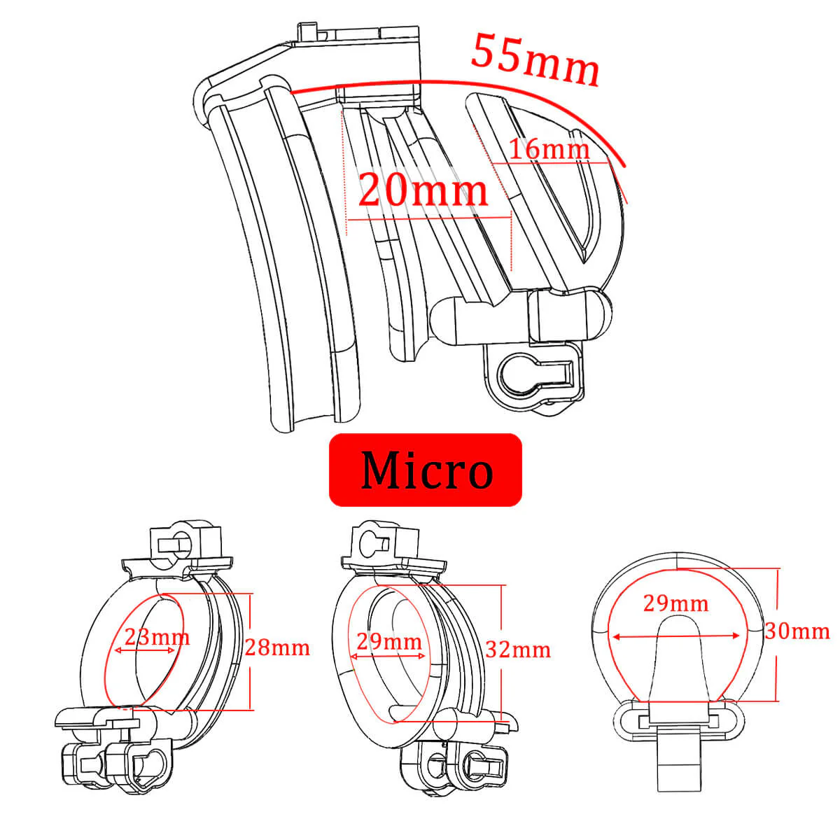 3D Double-headed Chastity Cage with 3 Rings - Image 7