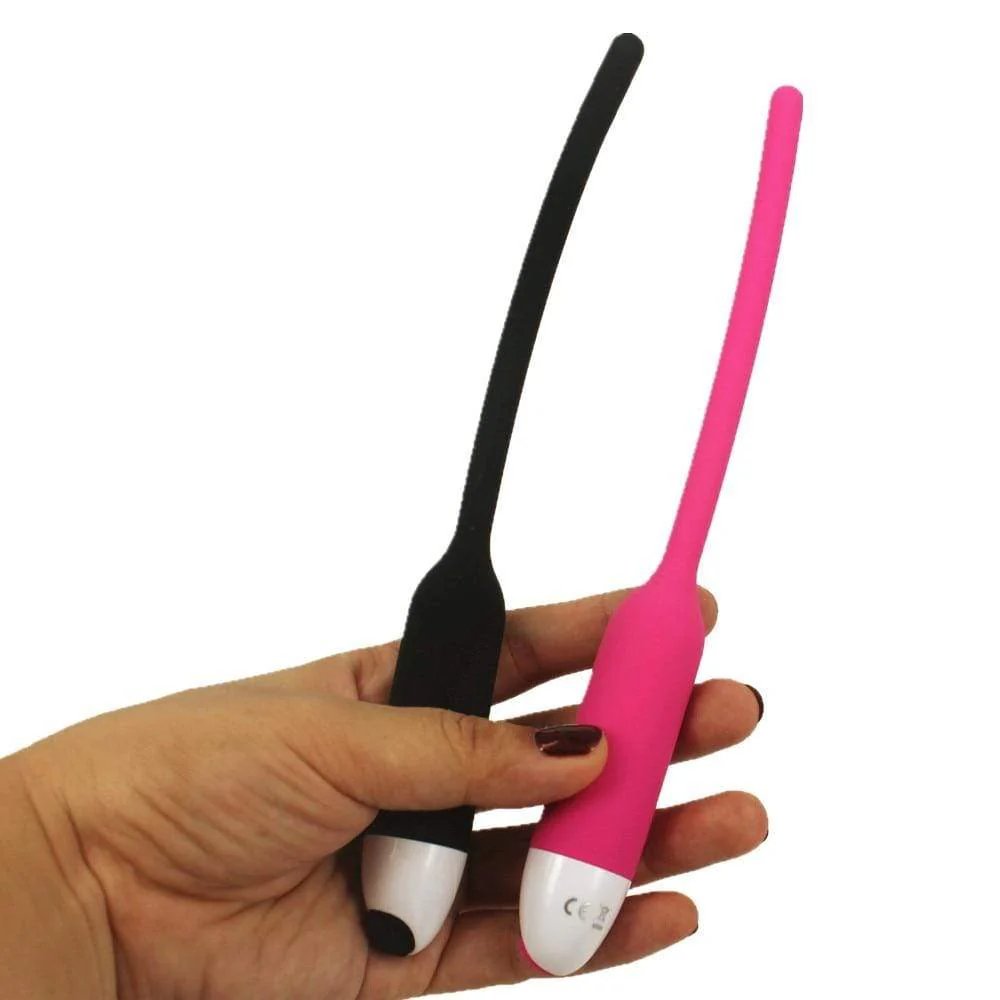7-Speed Black Vibrating Silicone Penis Plug - Image 2