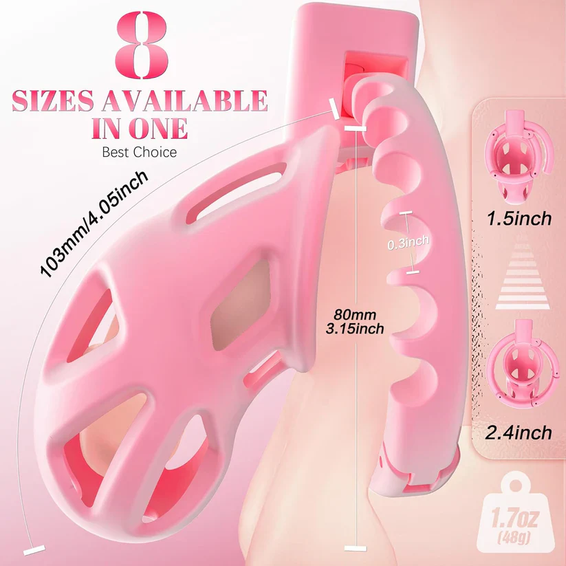 Adjustable Pink Chastity Cage - Image 3
