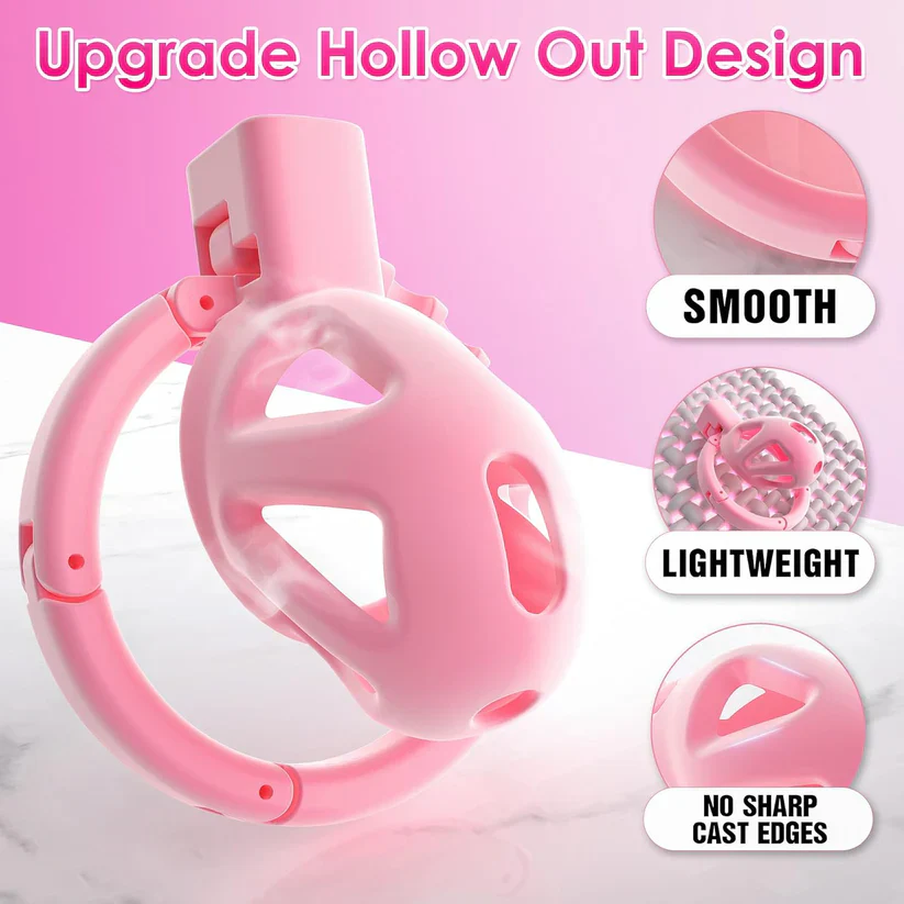 Adjustable Pink Chastity Cage - Image 4