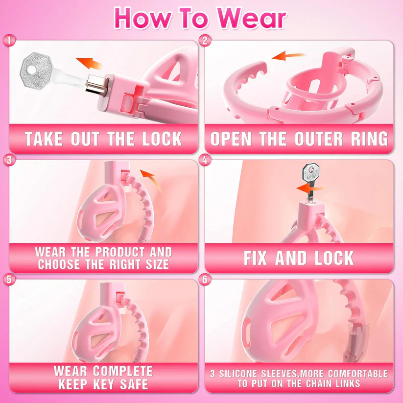 Adjustable Pink Chastity Cage - Image 7