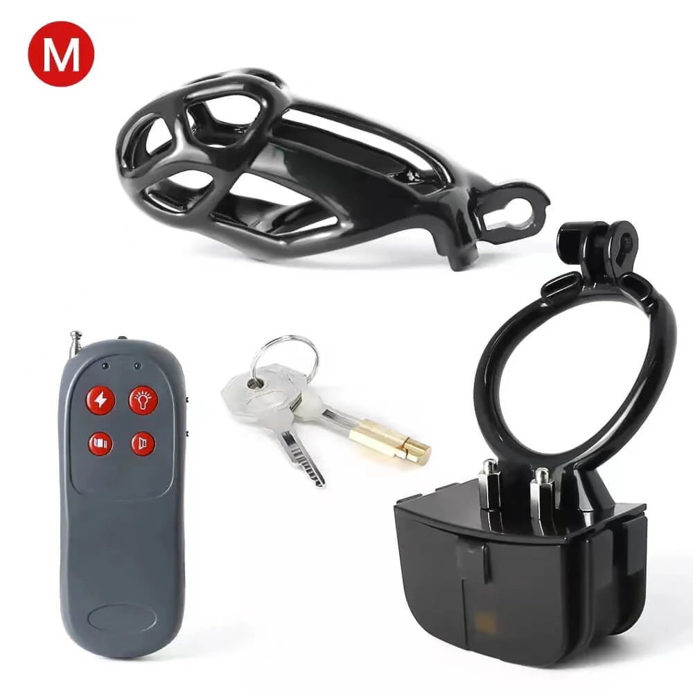 Black Electric Shock Mamba Chastity Cage - Image 9
