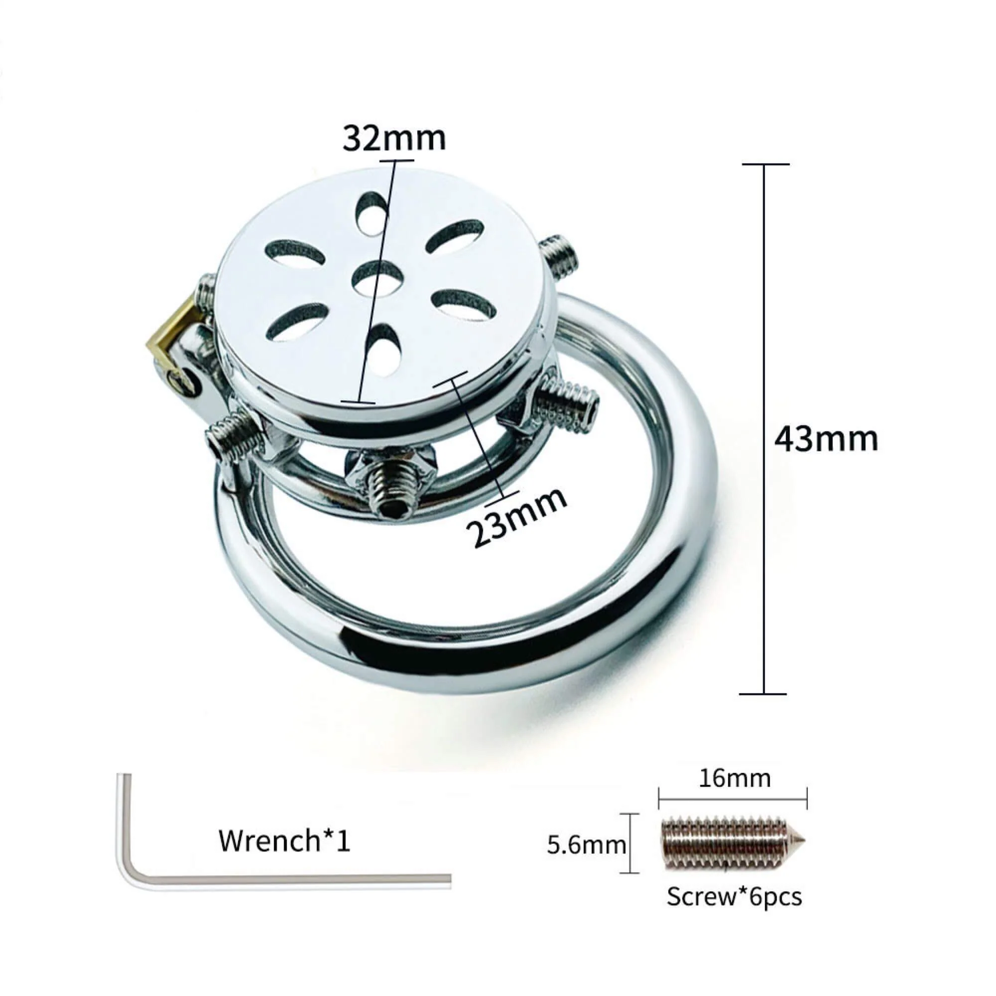 Button Ding Flat Chastity Lock With Spikes - Image 7
