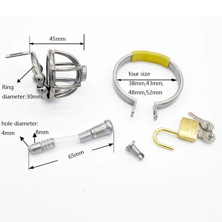 CC50 Stainless Steel Male Chastity Device with Catheter - Image 4