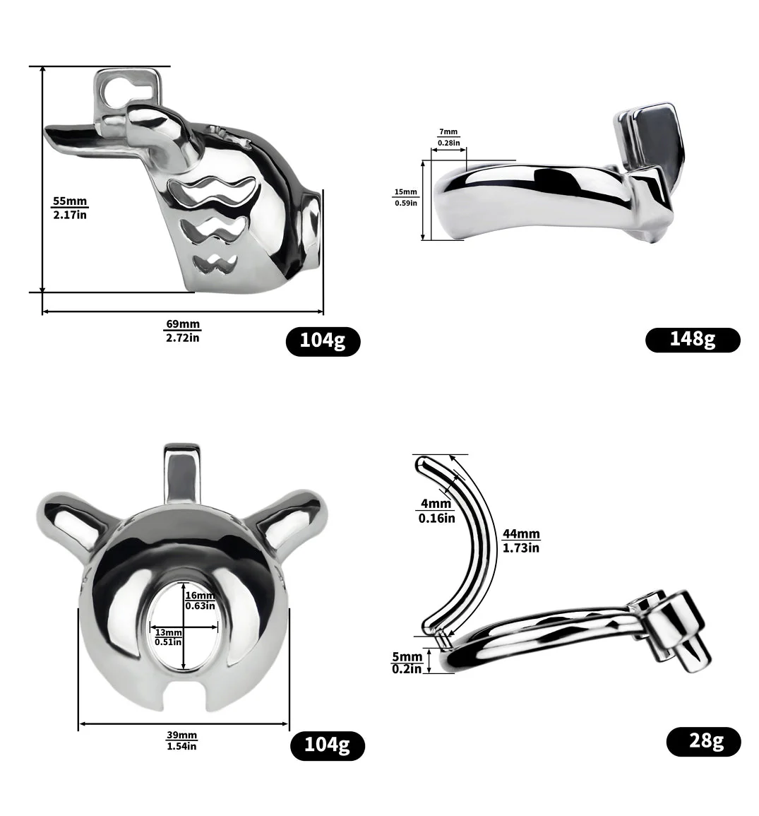 Dolphin Steel Chastity Cage With PA Piercing - Image 2