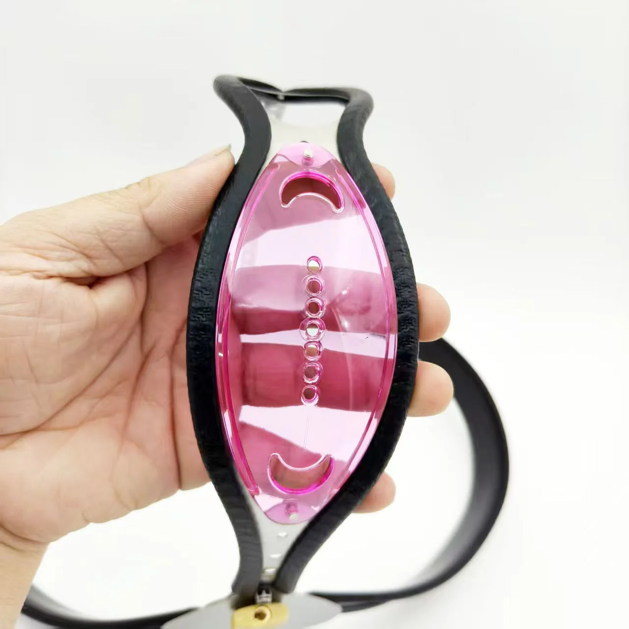 Female Chastity Belt with Transparent Pink Panel - Image 2