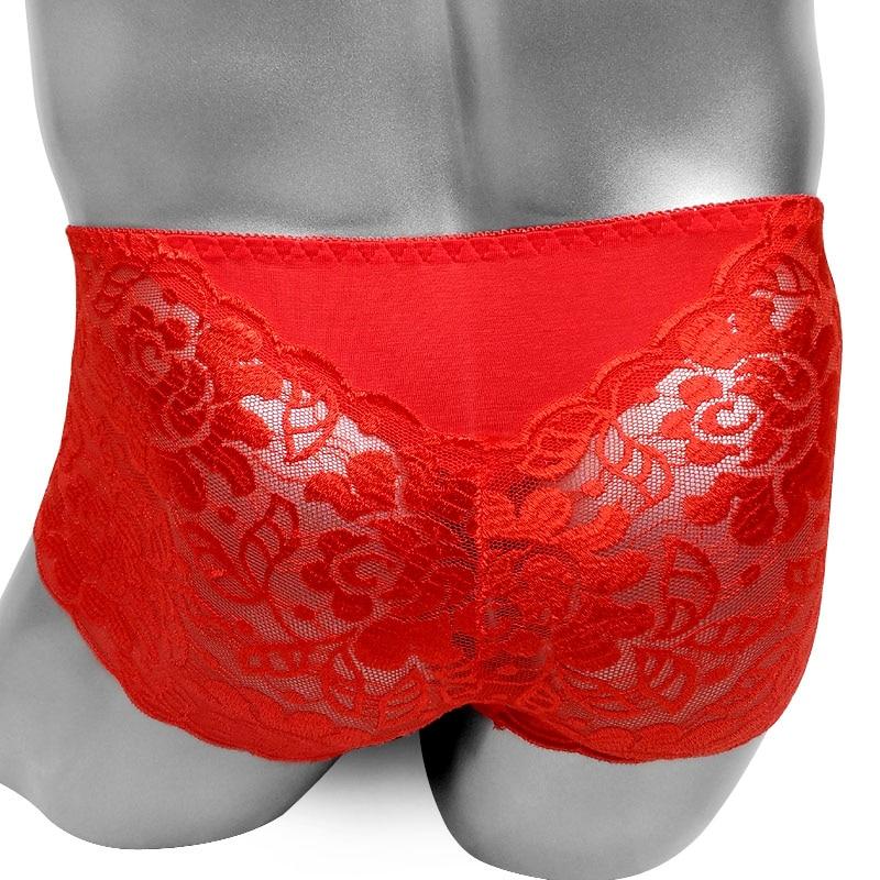 Floral Lace Panties With Penis Pouch - Image 3