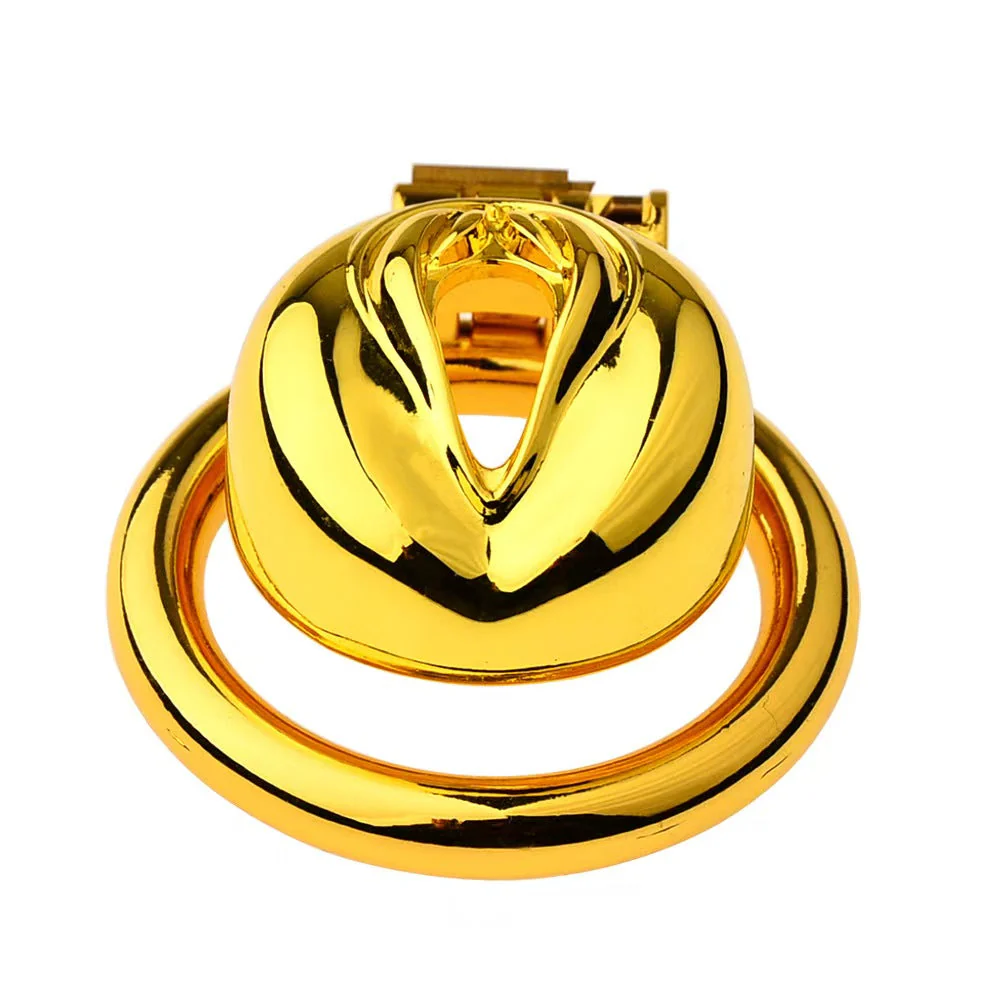 Golden Flat Metal Chastity Cage - Image 10