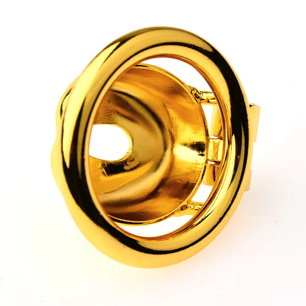 Golden Flat Metal Chastity Cage - Image 3