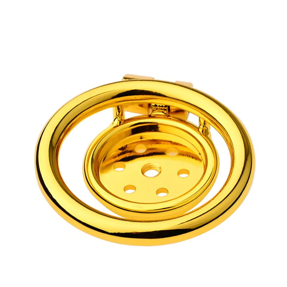 Golden Flat Metal Chastity Cage - Image 5
