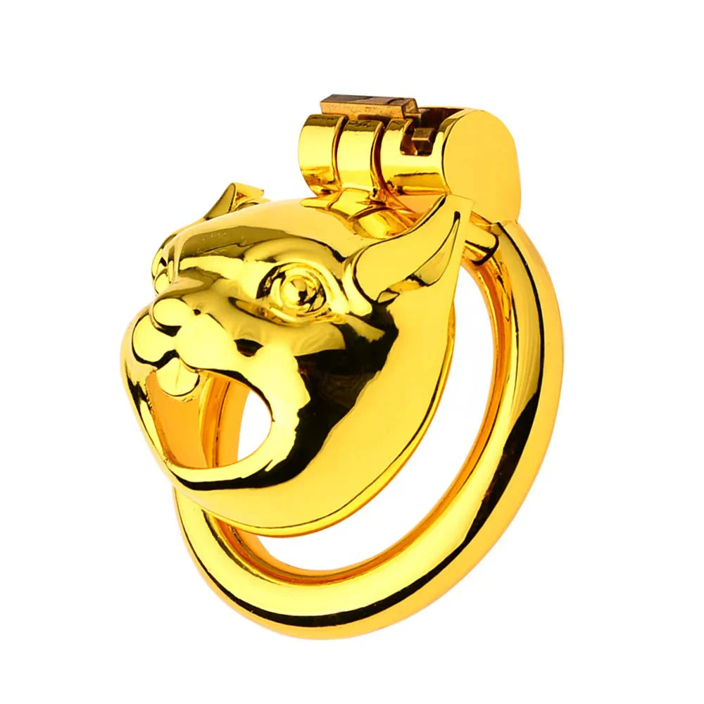 Golden Flat Metal Chastity Cage - Image 7