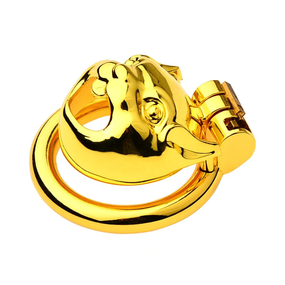 Golden Flat Metal Chastity Cage - Image 8