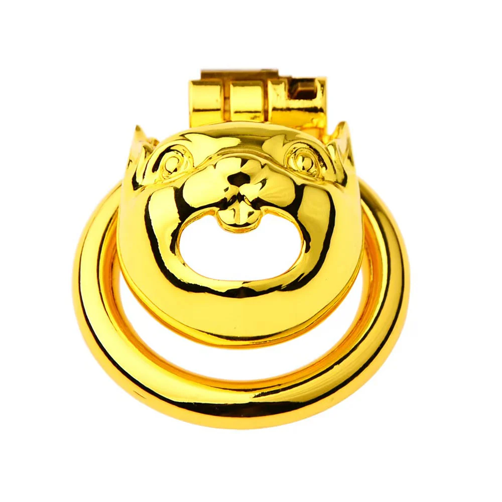 Golden Flat Metal Chastity Cage - Image 9
