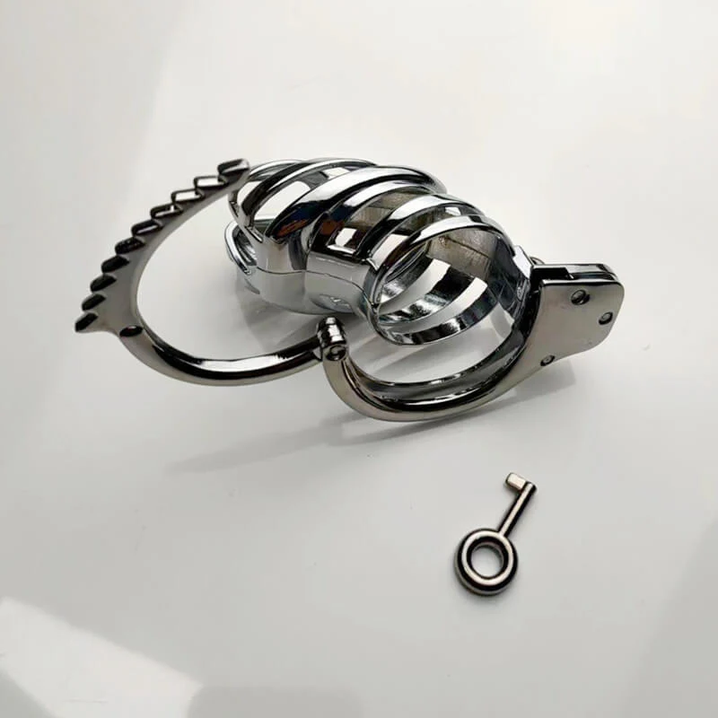 Handcuff Adjustable Metal Male Chastity Cage - Image 6