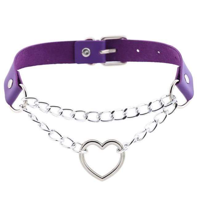 Heart in Chains Leather Choker - Image 6