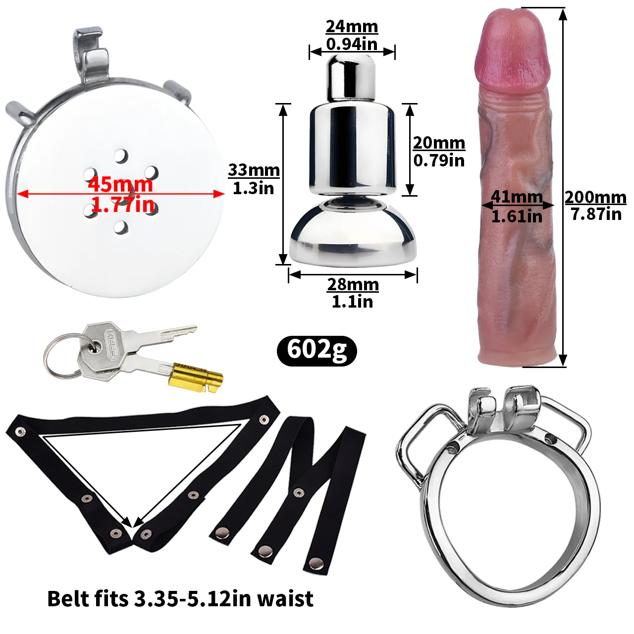 Inverted Chastity Cage with Large Dildo with Arc Ring - Image 16