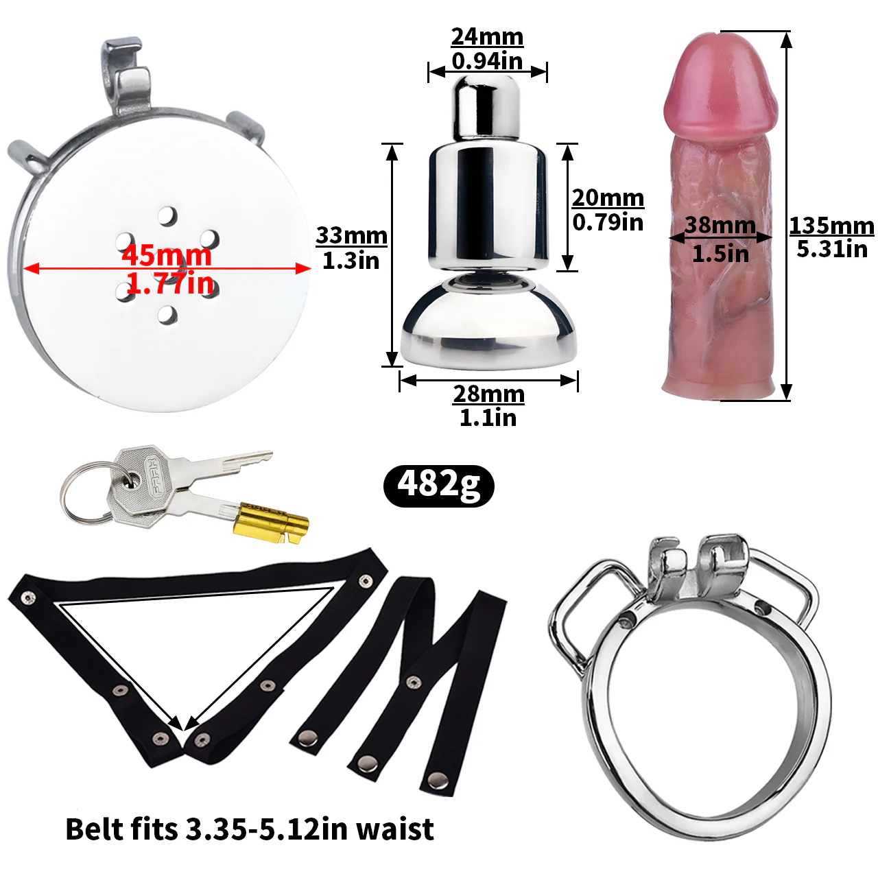 Inverted Chastity Cage with Large Dildo with Arc Ring - Image 17