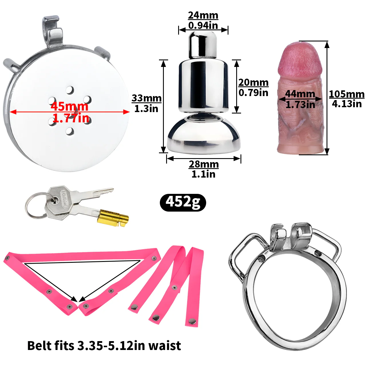 Inverted Chastity Cage with Large Dildo with Arc Ring - Image 18