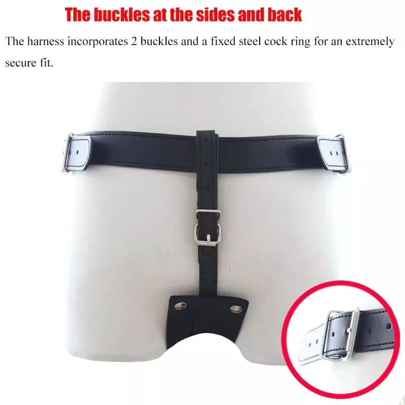 Leather Male Chastity Belt Adjustable BDSM - Image 5