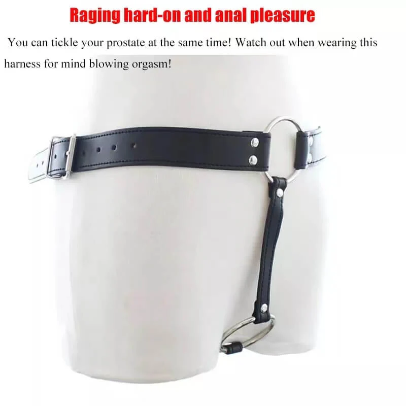 Leather Male Chastity Belt Adjustable BDSM - Image 7