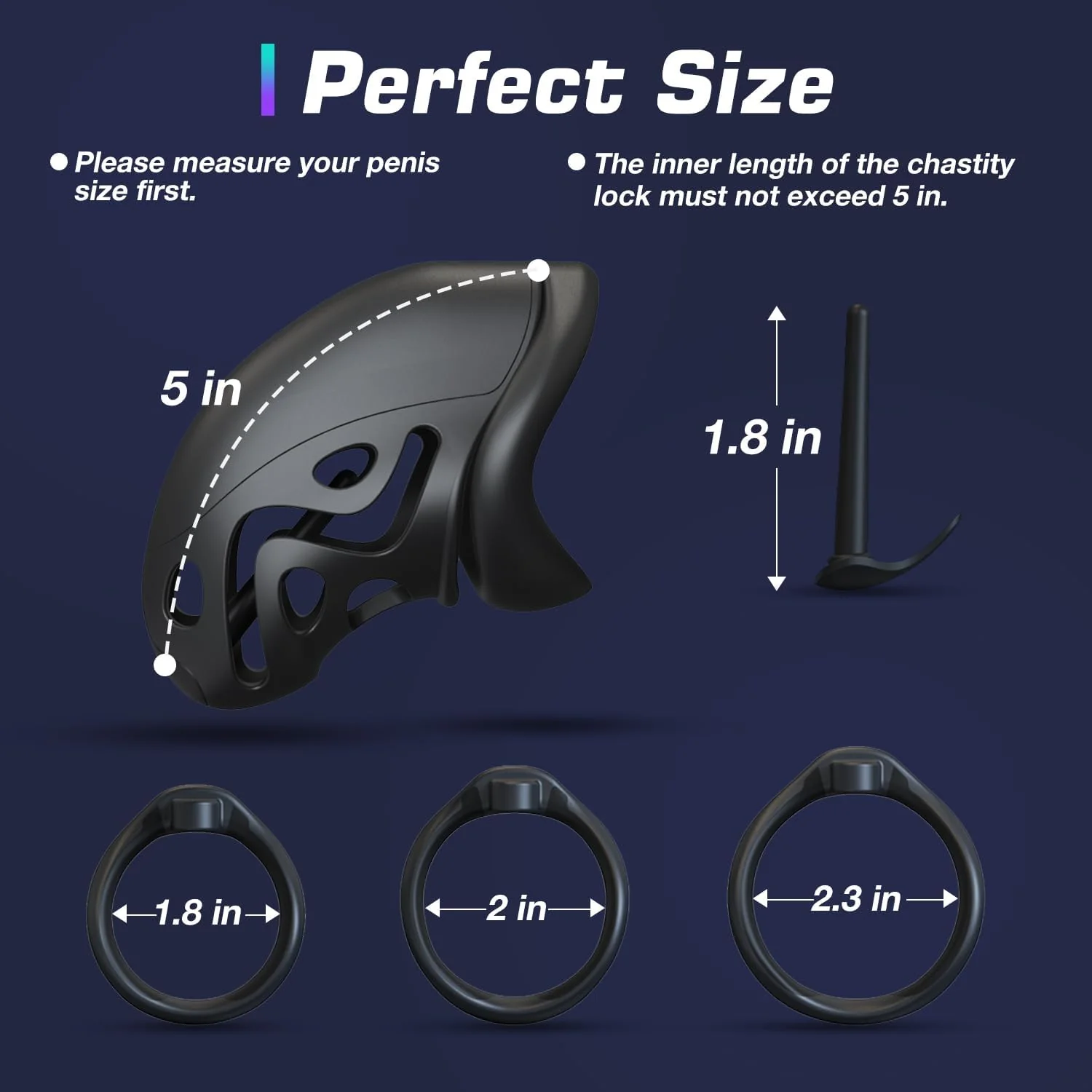 Lightweight Chastity Device with 3 Sizes Rings - Image 4
