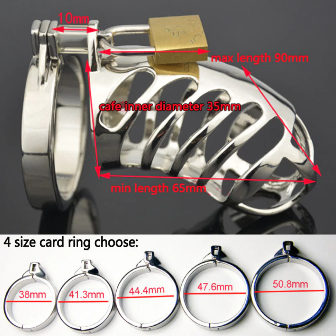 Metal Chastity Device 3.35 inches long - Image 2