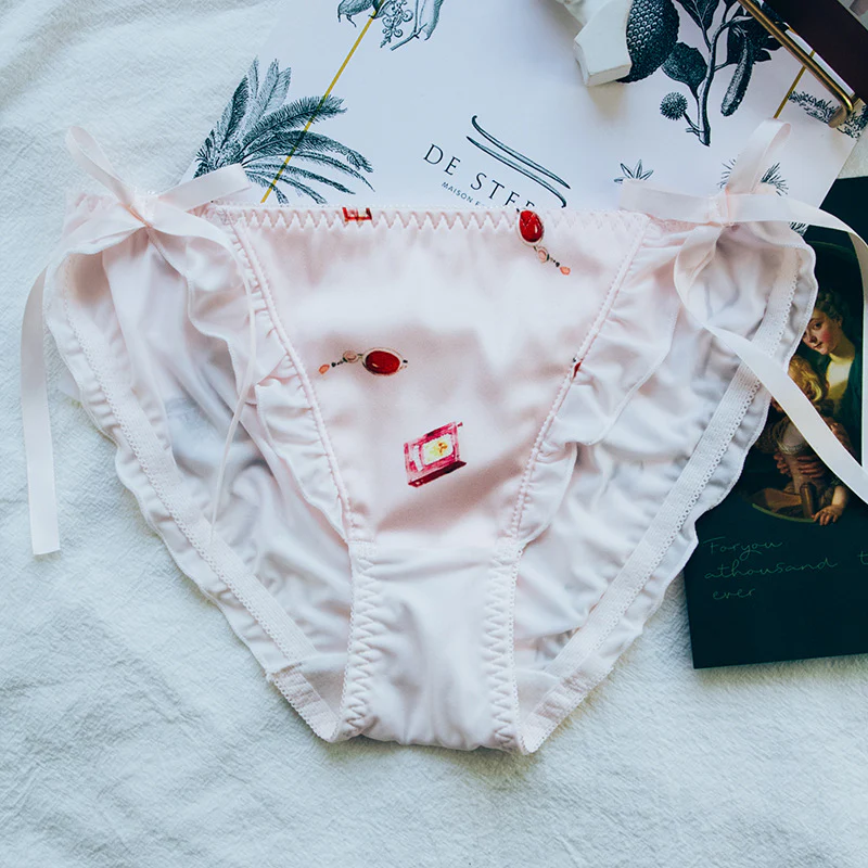 Mid-waist sissy satin milk silk panties - Image 4