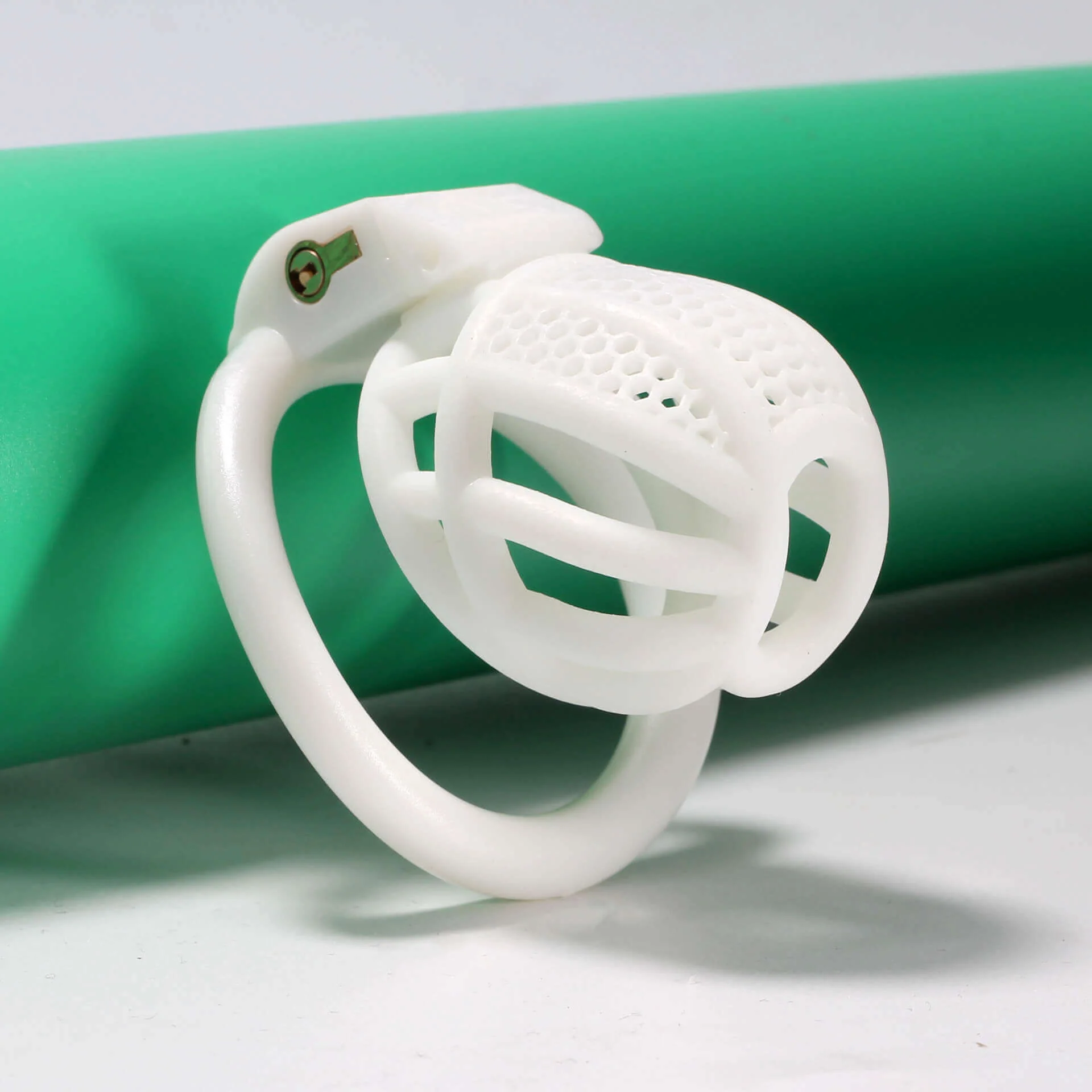 Mini Honeycomb Chastity Device With 4 Ring - Image 10