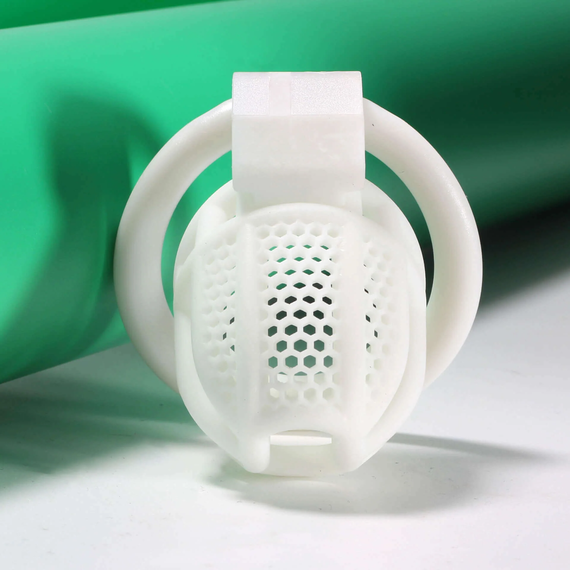 Mini Honeycomb Chastity Device With 4 Ring - Image 11
