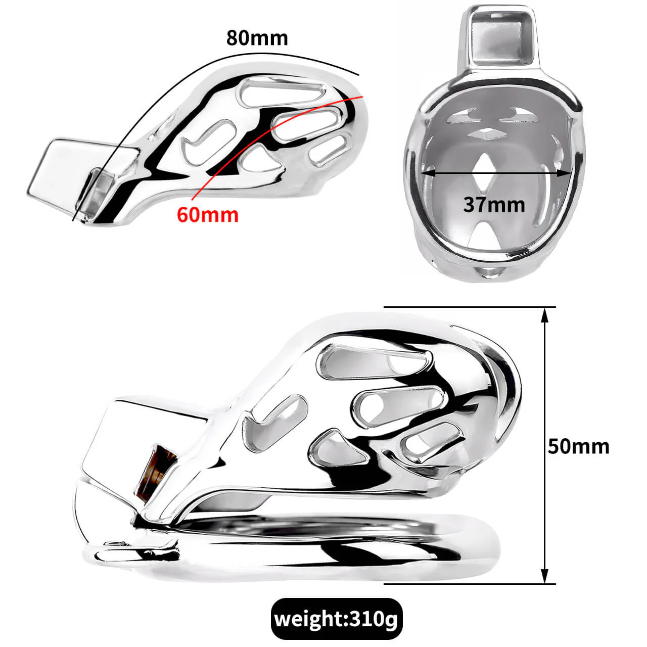 New Cobra Male Stainless Steel Chastity Cage - Image 9