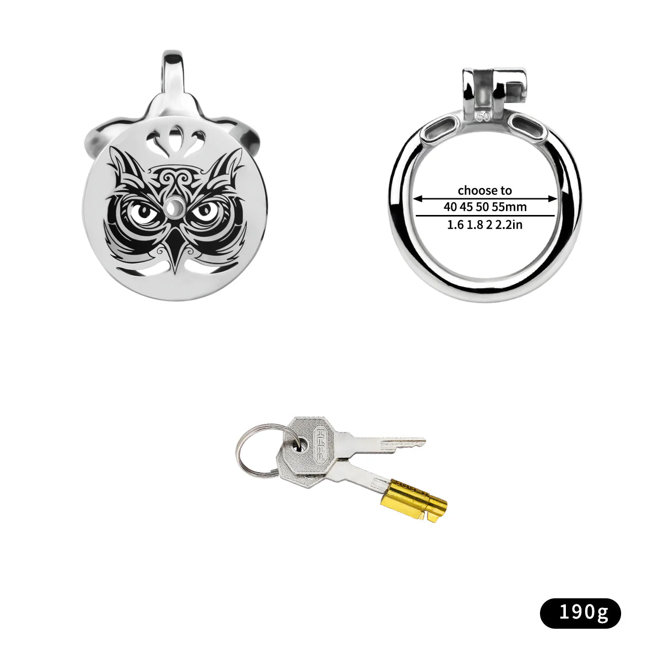Owl Steel Flat Chastity Cage - Image 5