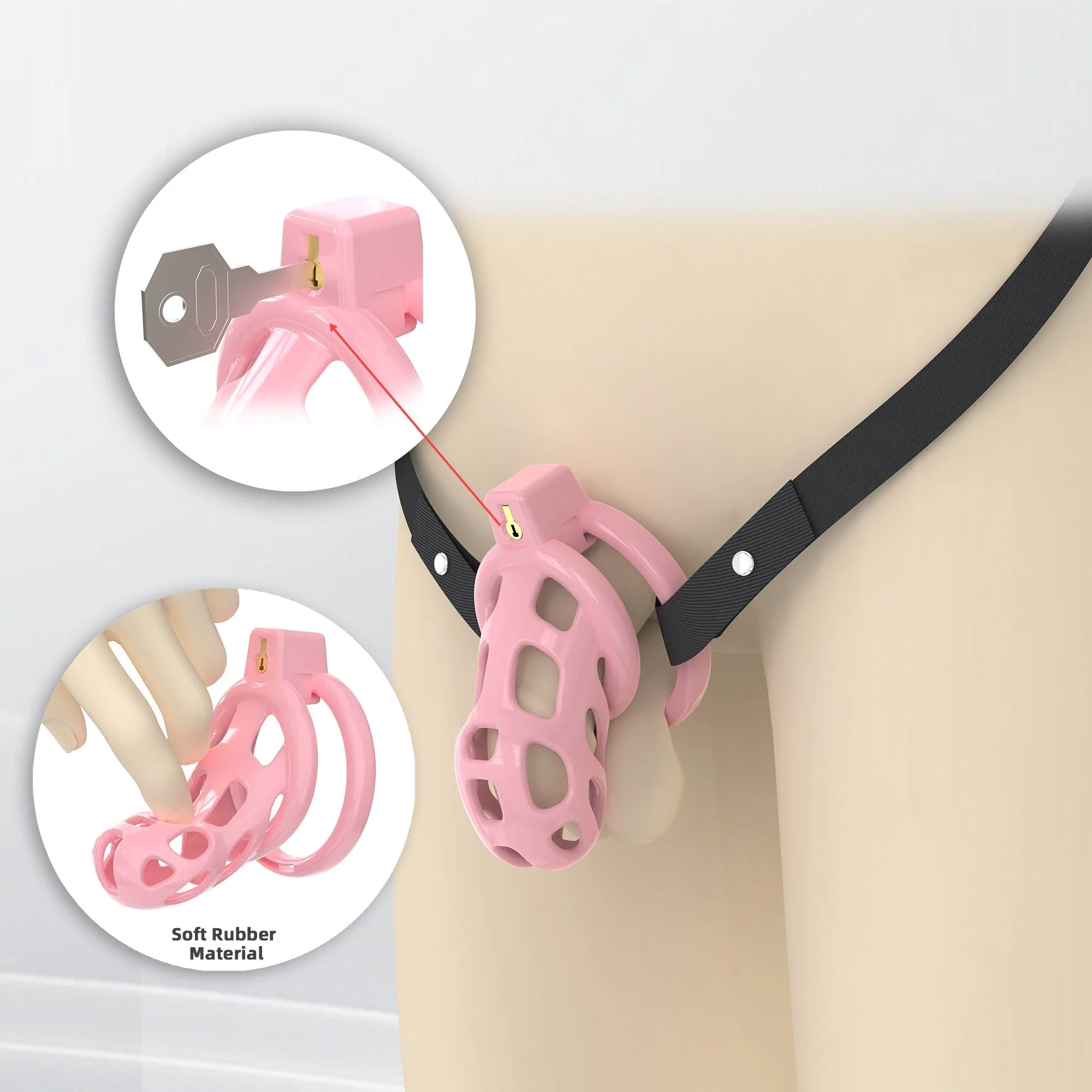 Pink Silicone Mamba Chastity Cage - Image 2