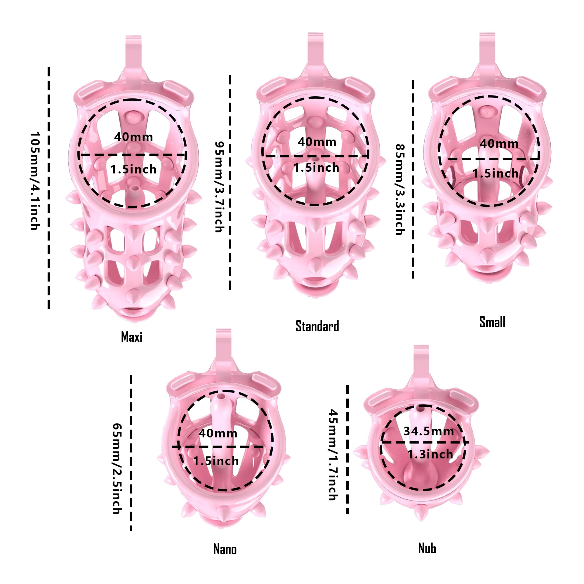 Pink Stripe Cobra Chastity Kits with Spikes pegs