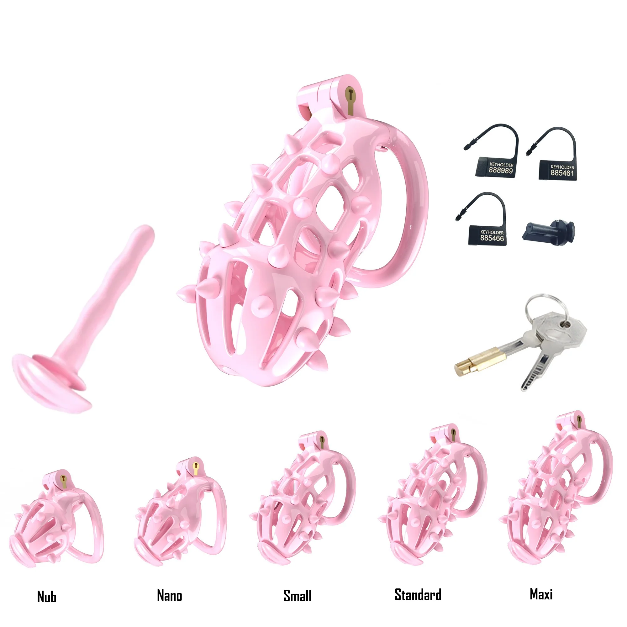 Pink Stripe Cobra Chastity Kits with Spikes pegs - Image 8