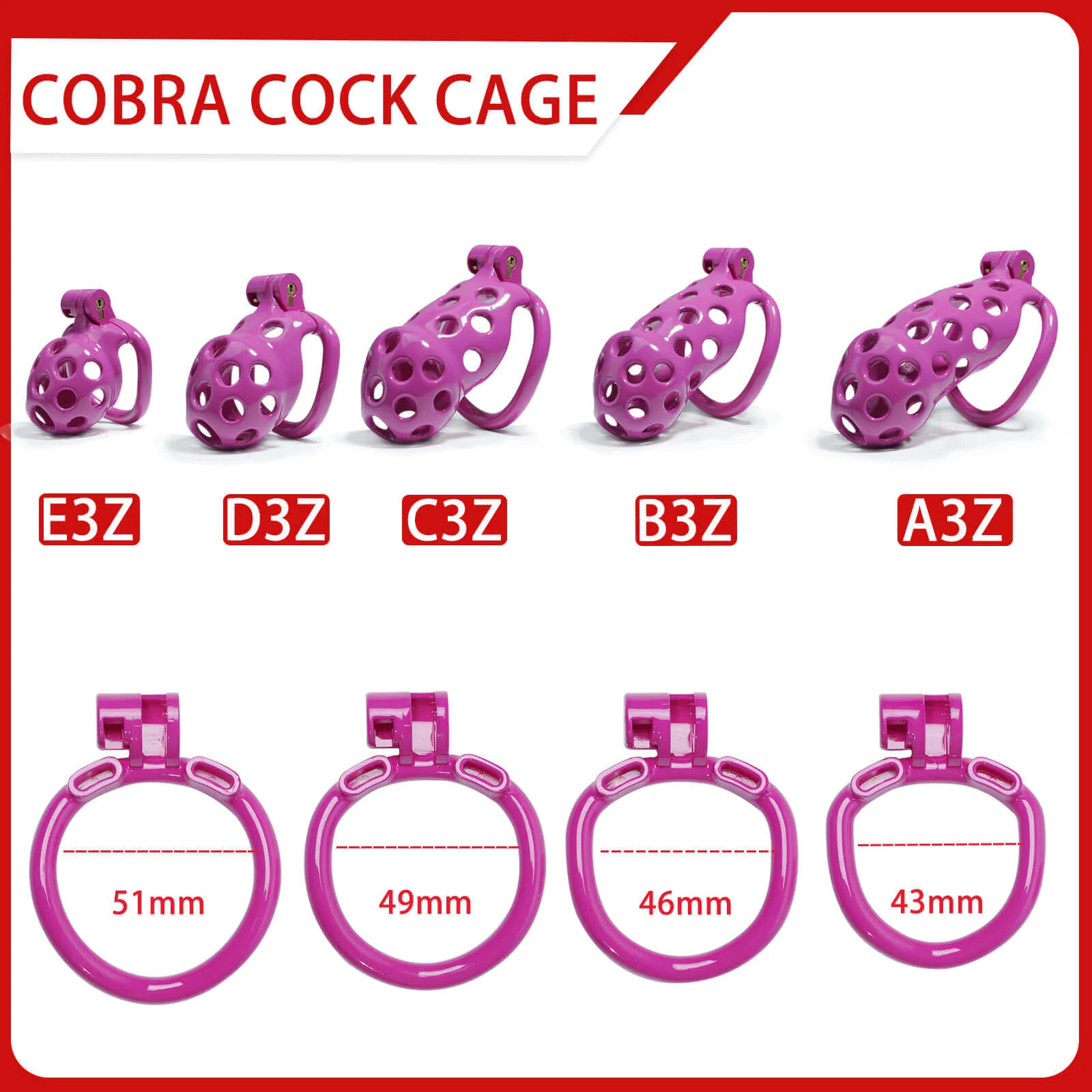 Purple Hole Mamba Chastity Cage Kit 1.77 To 4.13 Inches Long - Image 2