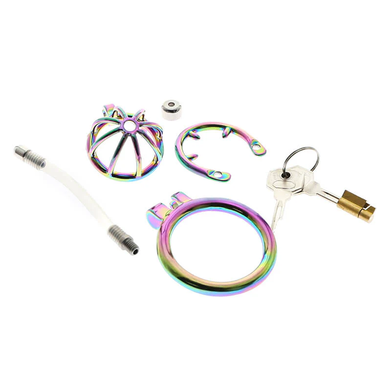 Rainbow Cock Cage With Urethral Catheter - Image 6
