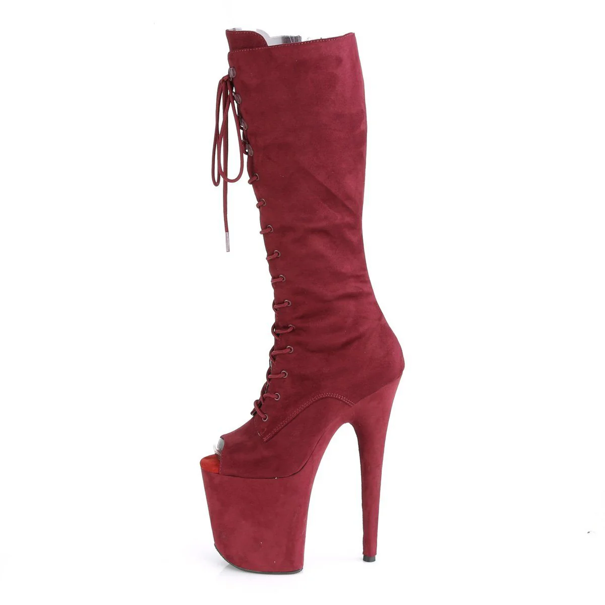 Seductive-2051FS Exotic Boot | Burgundy Faux Suede - Image 3
