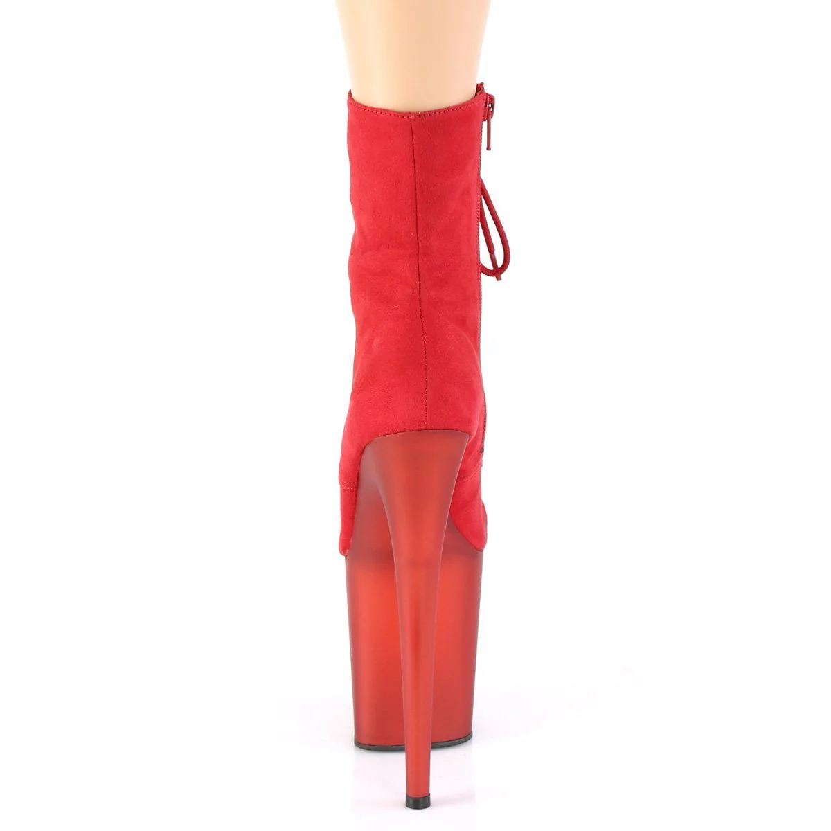 Seductive-A807 Exotic Boot | Red Faux Suede - Image 4