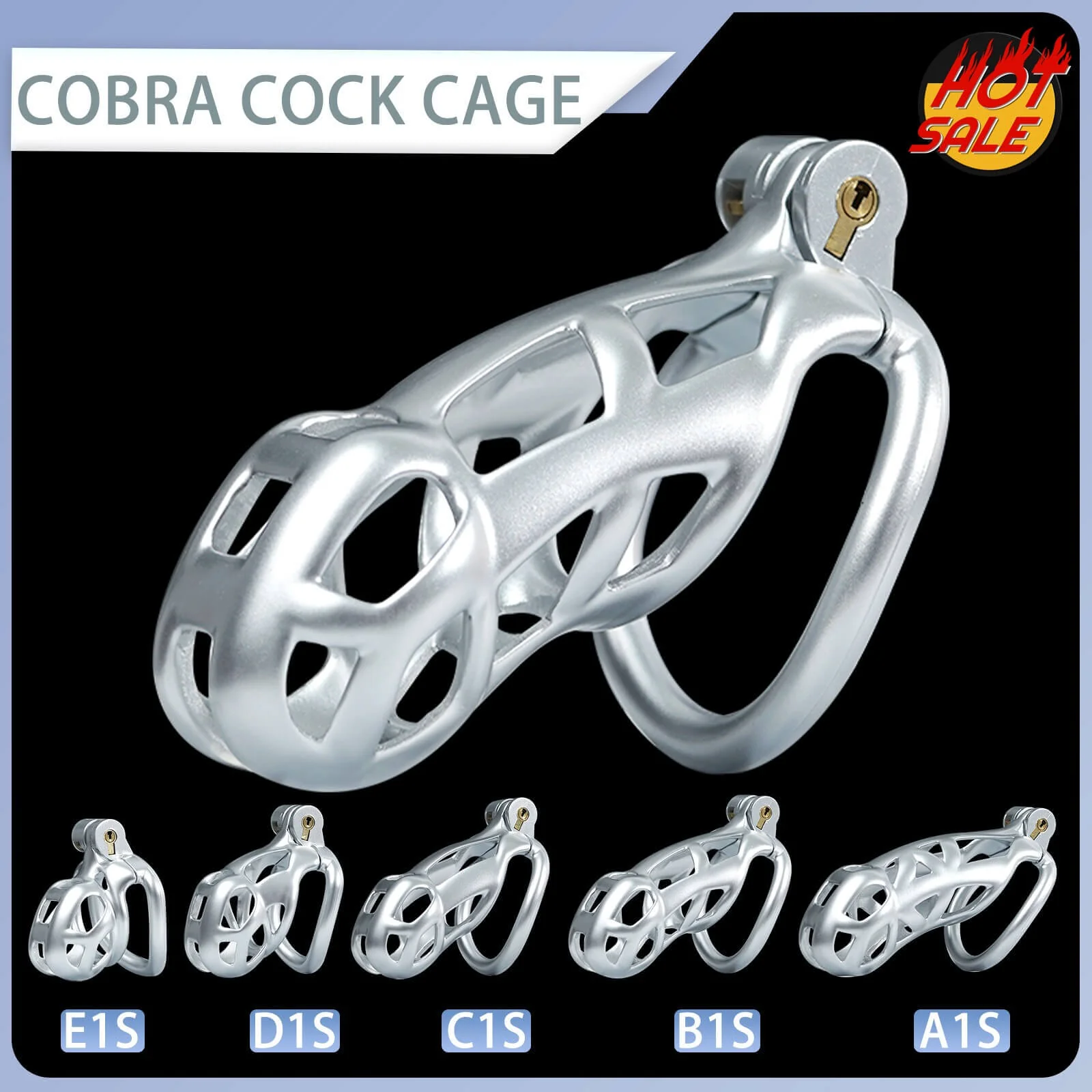 Silver Mamba Chastity Cage Kit 1.77 To 4.13 Inches Long