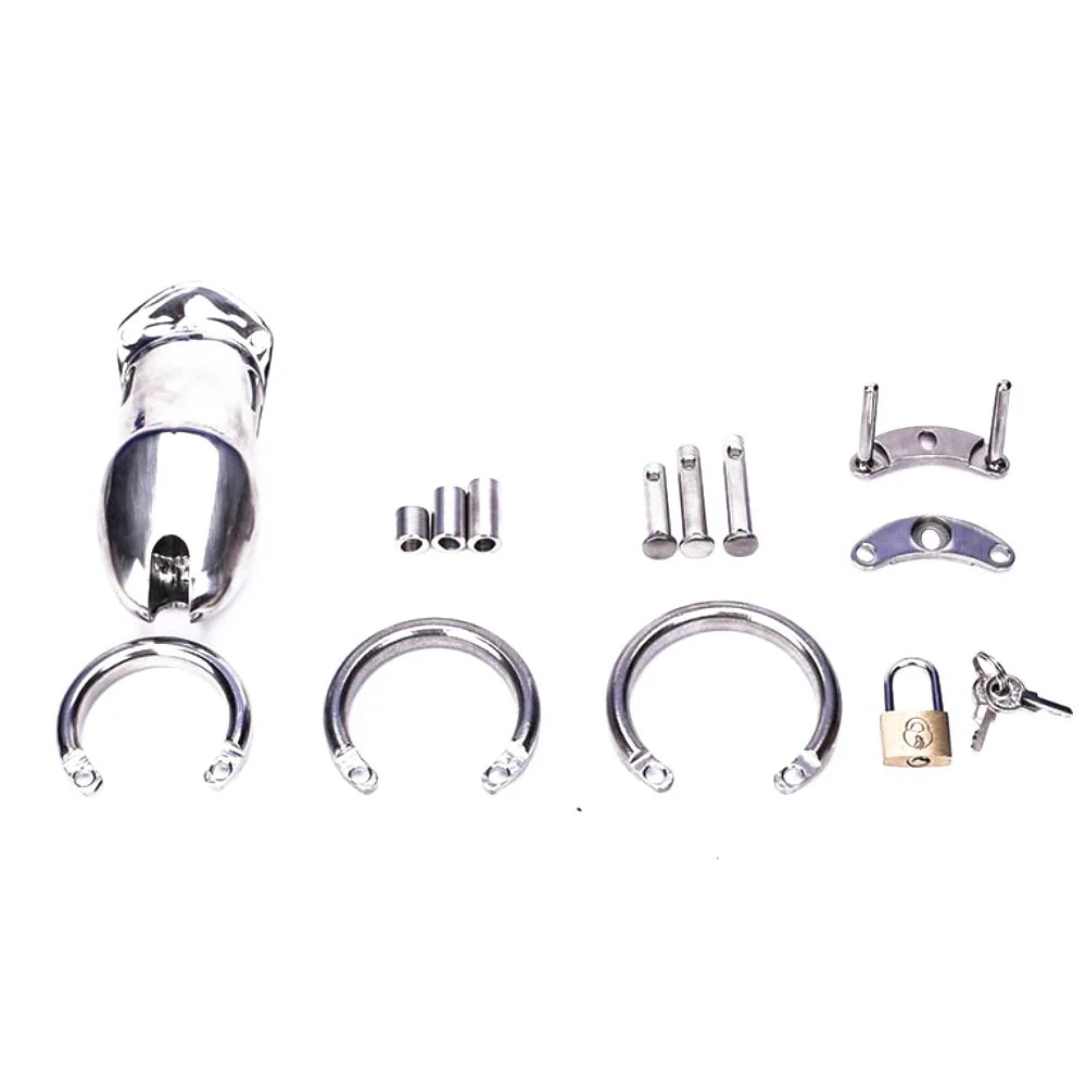 Real Steel Feel Metal Chastity Cage 3.94 inches long(All 3 Rings Include) - Image 4