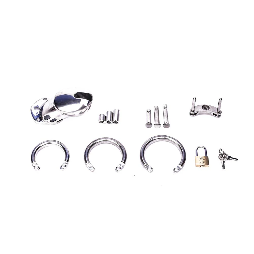 Metal Chastity Cage 3.74 inches long (All 3 Rings Include) - Image 3
