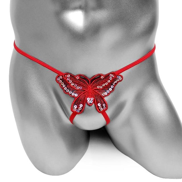 Embroidery Butterfly Sequin Thong Panties - Image 2