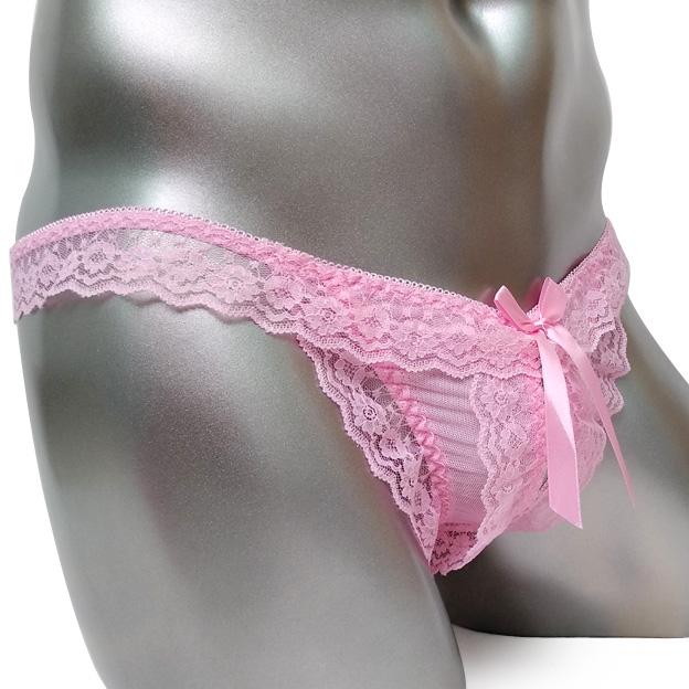 Open Crotch Pink Lace Panty - Image 2