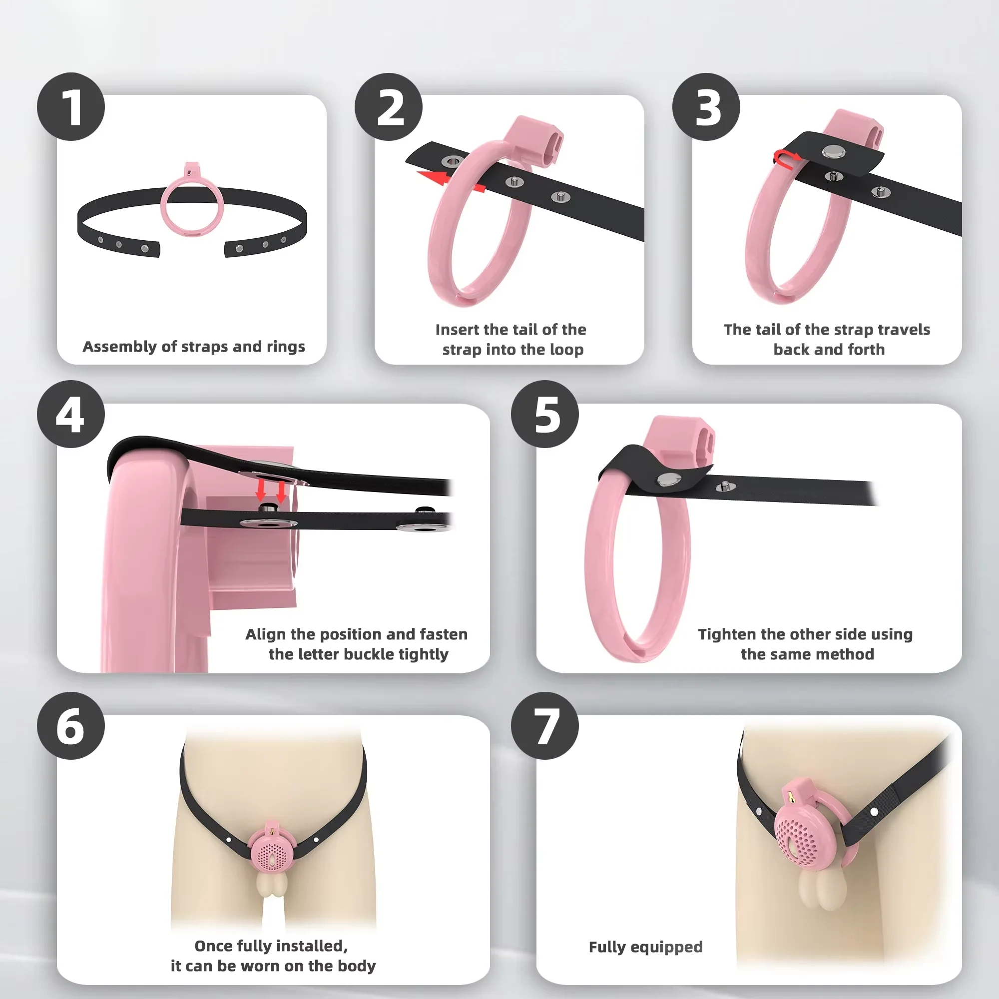 Soft Flat Chastity Cage with 6 Rings - Image 8