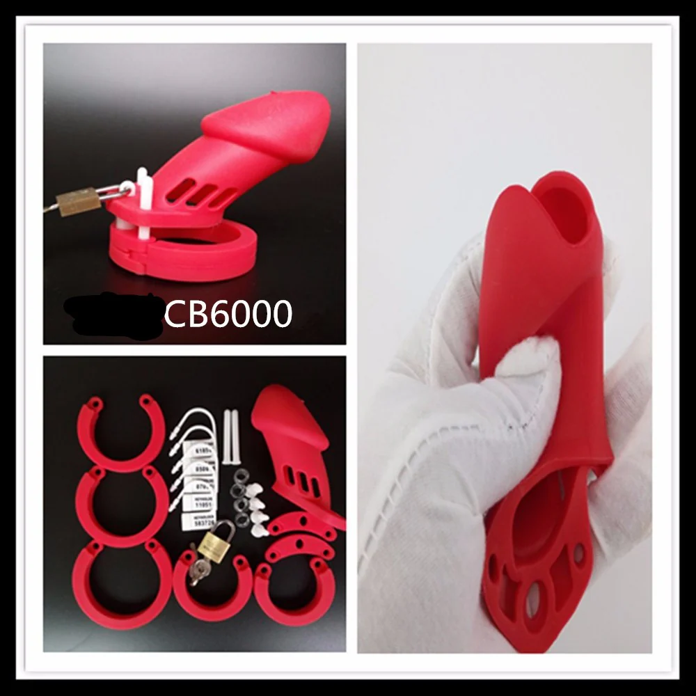 Silicone Chastity Cage Red BDSM 3.15 inches and 3.75 inches long - Image 2