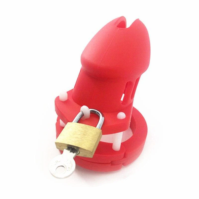 Silicone Chastity Cage Red BDSM 3.15 inches and 3.75 inches long - Image 6