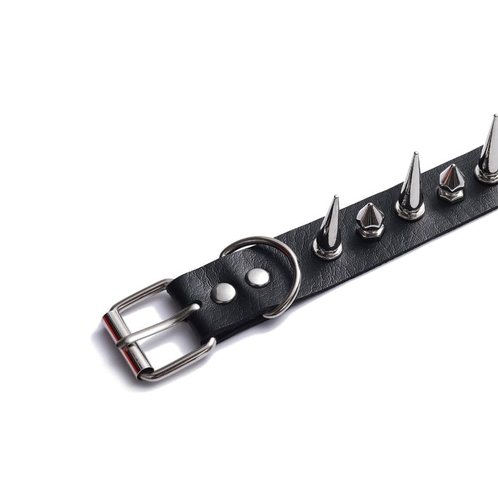 Spiked Vegan Leather Submissive Collar - Image 6